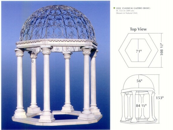 Classical Gazebo Basic Set Stone Columns Garden Decor